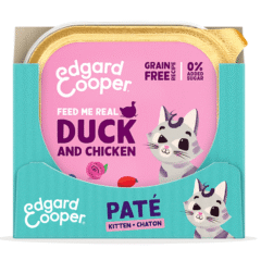 delicioso paté para gatitos Paté Pato pollo kitten sin cereales Edgard Cooper 16x85 g