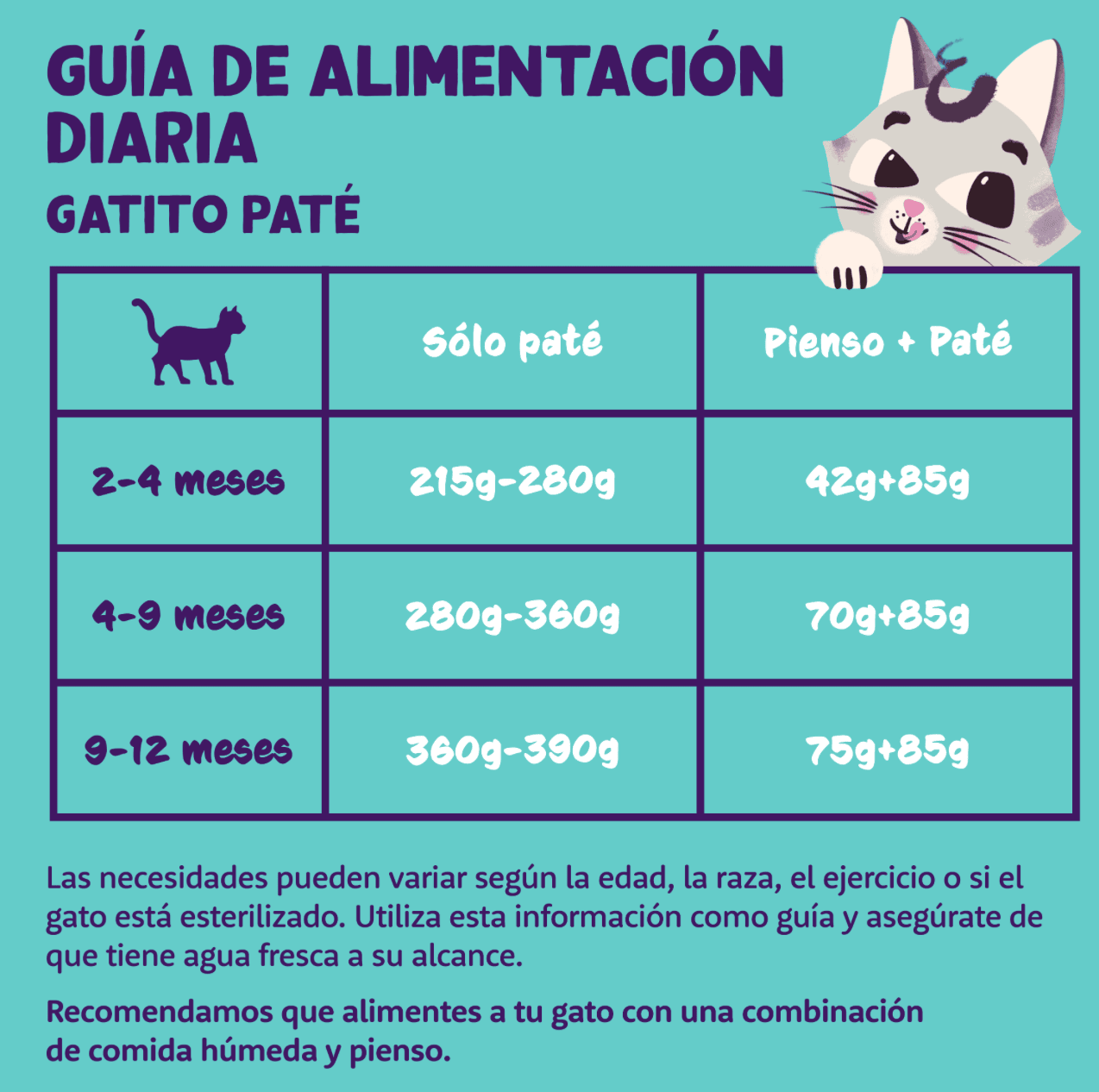 dosis diaria recomendada Paté Bacalao pollo kitten sin cereales Edgard Cooper