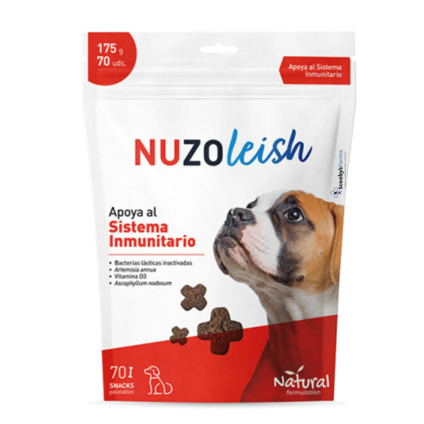 Nuzoleish postbioticos snacks perros antes inmunoleish
