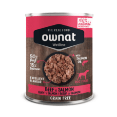 Comida húmeda para perros natural Ownat Lata ternera salmón perros 400 g