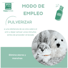 modo de uso Spray Menforsan Eliminador enzimático orín y manchas