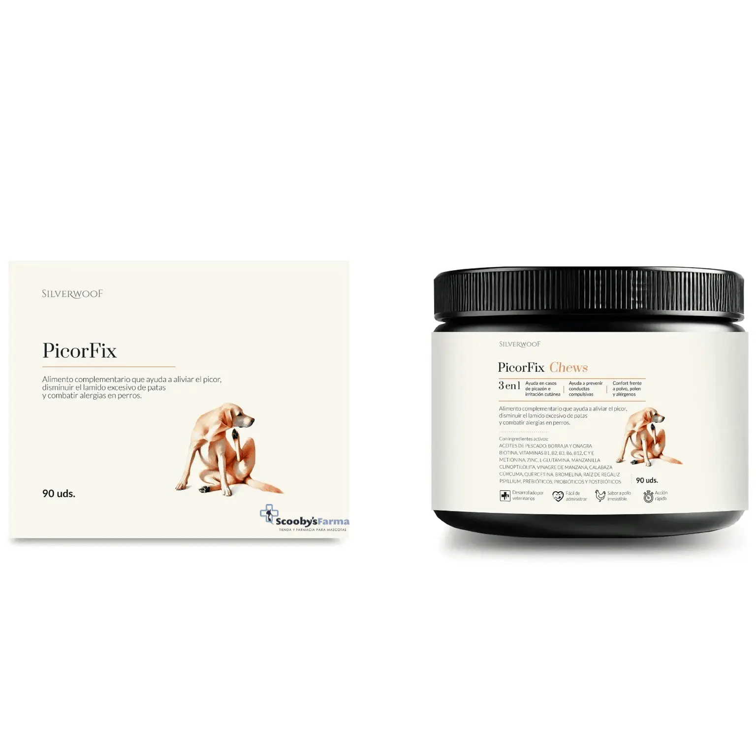 PicorFix Chews Silverwoof para Perros Alivio del Picor, Alergias y Cuidado de la Piel