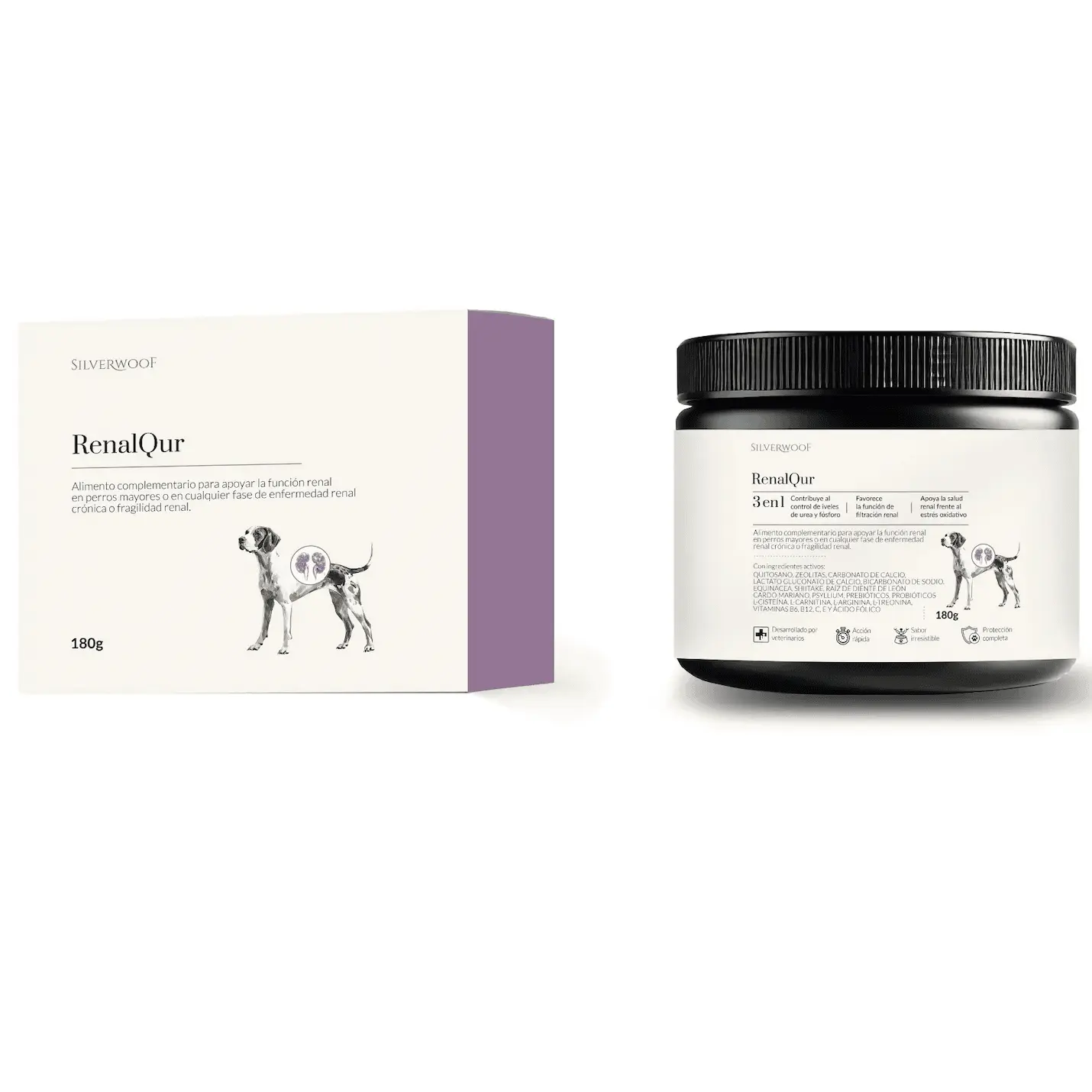 Suplemento renal para perros ERC Renalqur 180 g de silverwoof