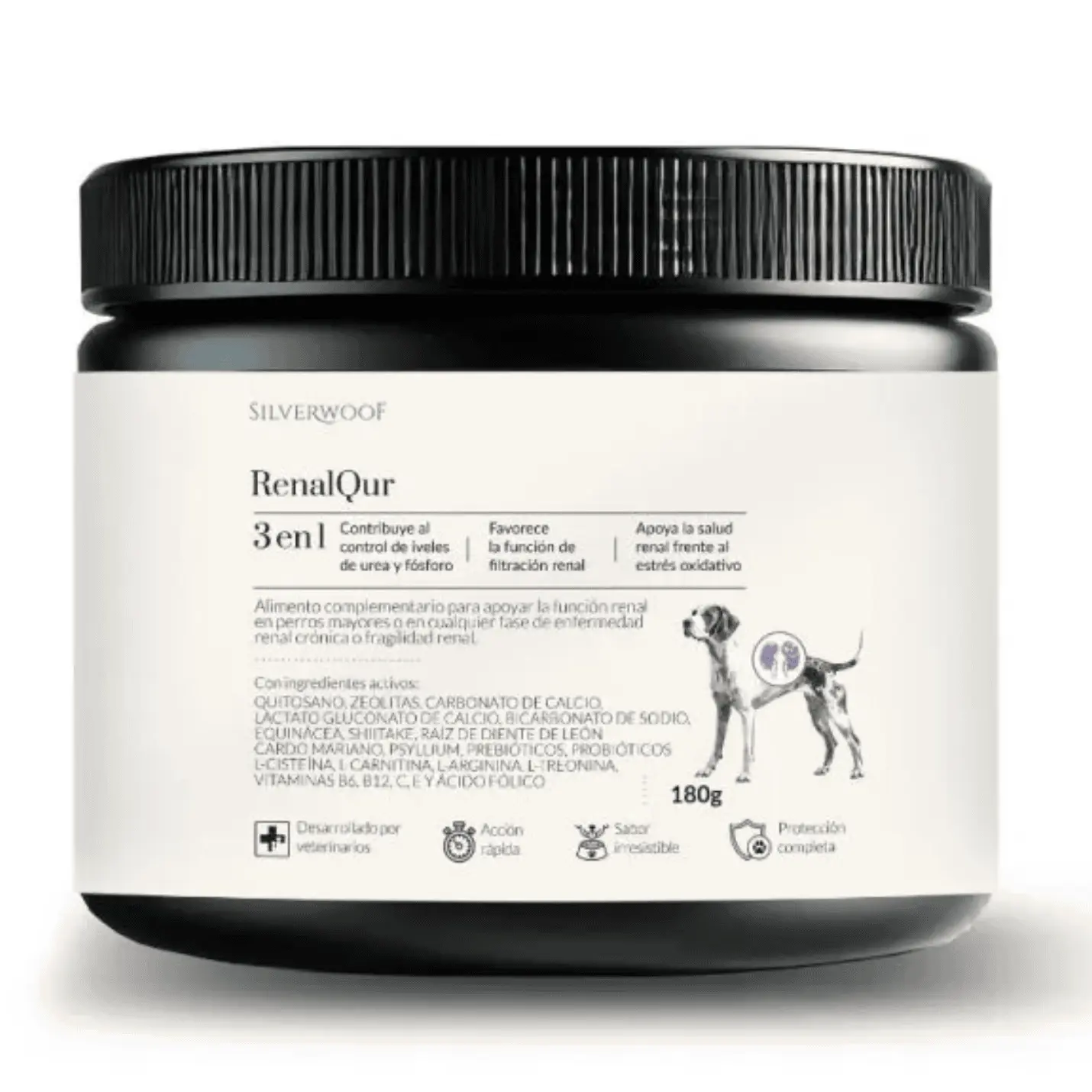 Suplemento renal para perros ERC Renalqur de 180 g de silverwoof