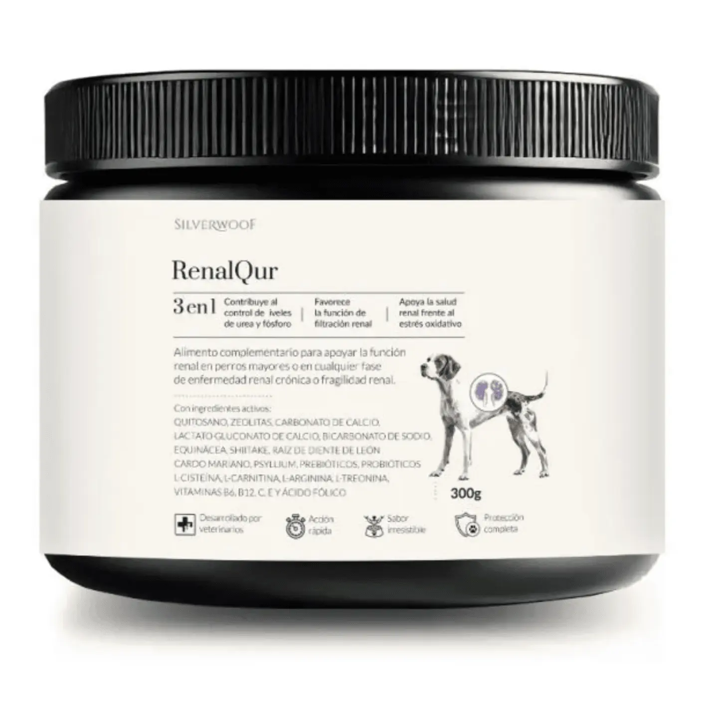 Suplemento renal para perros ERC Renalqur de 300 g de silverwoof