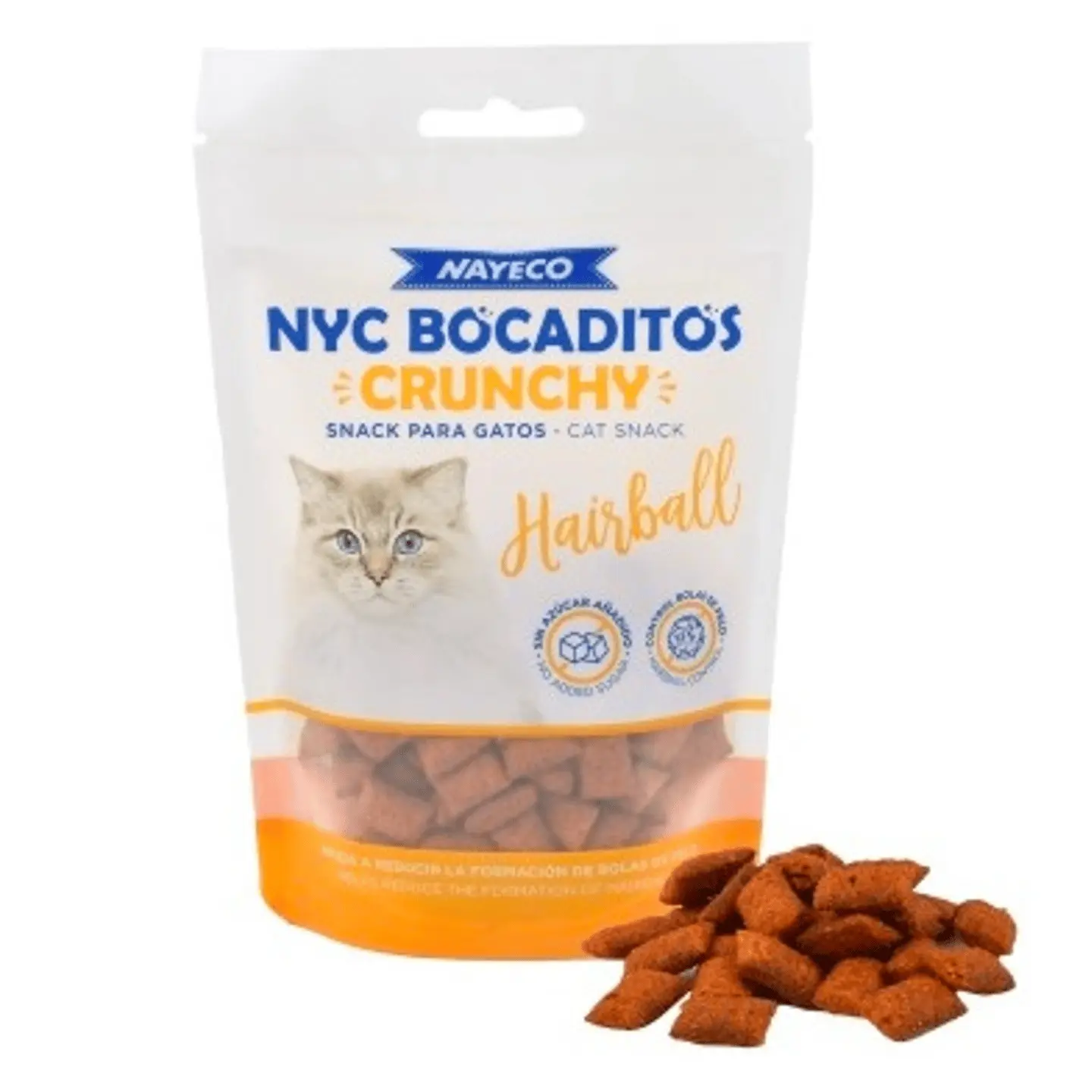 chuches para gatos Nayeco Hairball Bocaditos crunchy Snacks para gatos 60 g