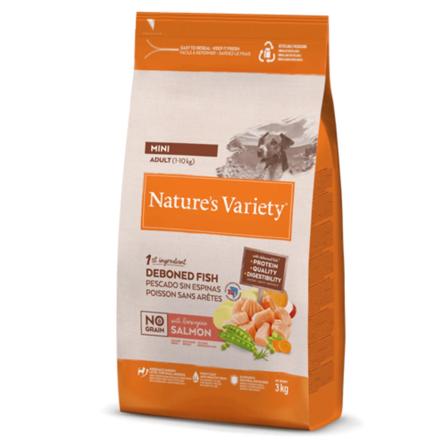 pienso sin cereales para perros de raza mini Nature´s Variety NO GRAIN salmón perros mini 3 kg