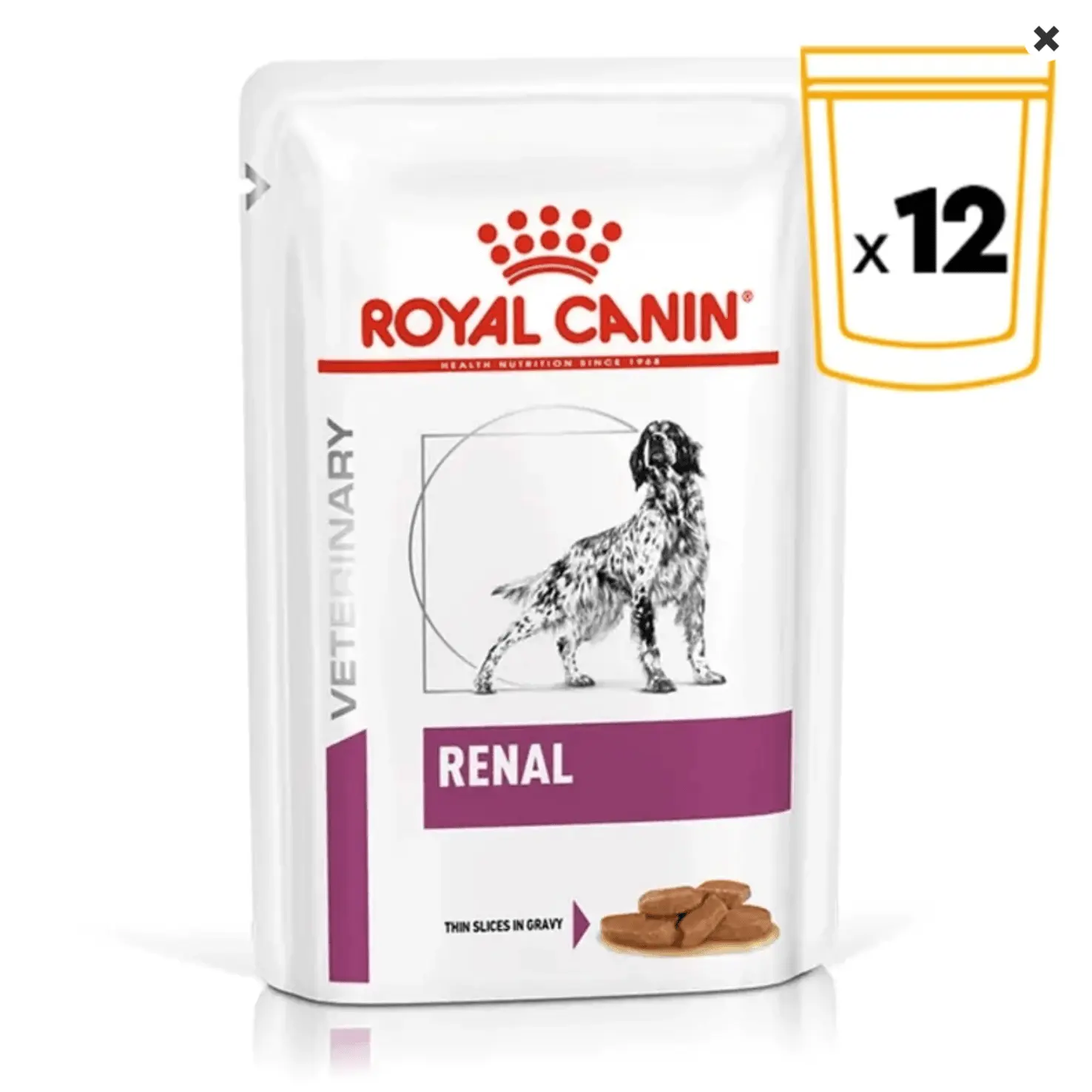 comida húmeda renal humeda Royal Canin renal finas láminas en salsa para perros 12x100 g pouch