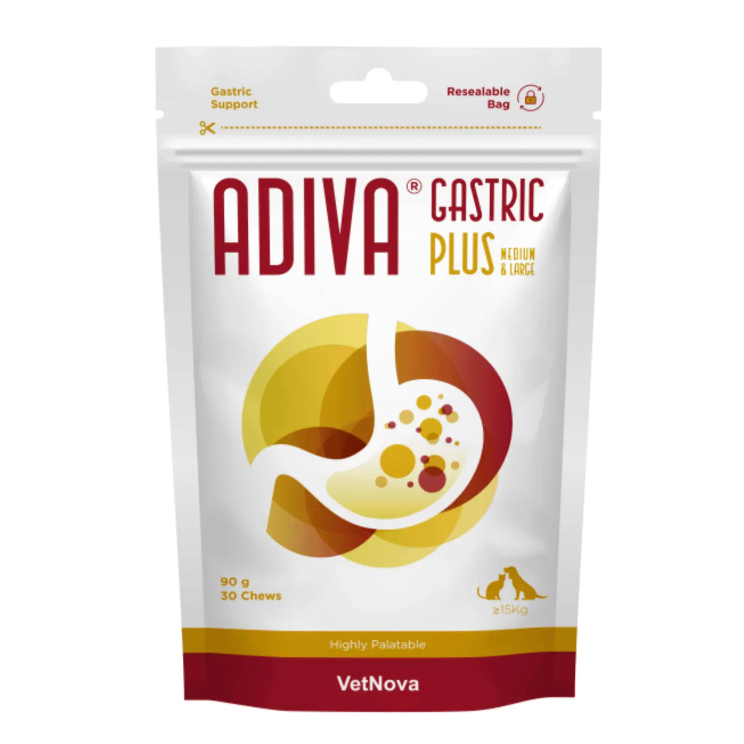 protector de estómago para perros y gatos Adiva Gastric PLUS medium y large protector gástrico 30 chews