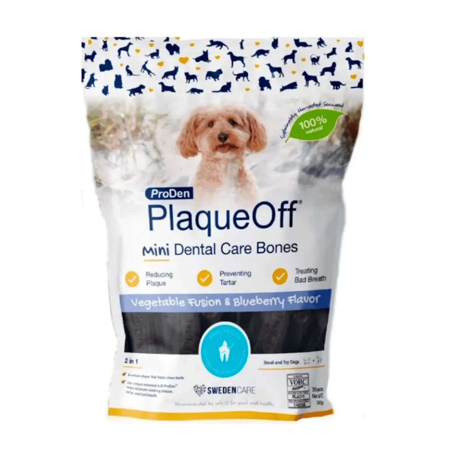 snacks plaqueoff mini ARÁNDANOS dental care bones para perros 340 g
