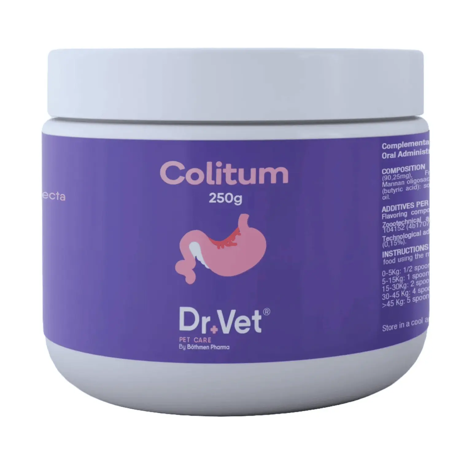soporte para el intestino grueso en perros y gatos Dr Vet colitum polvo 250 g