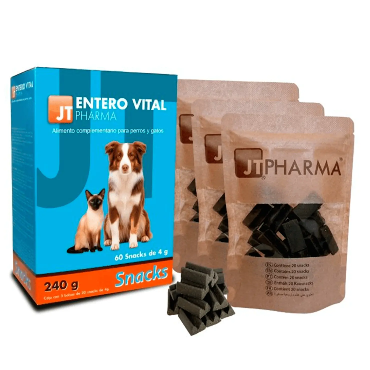 Diarreas en perros y gatos JT Entero Vital SNACK para perros y gatos 60x4g